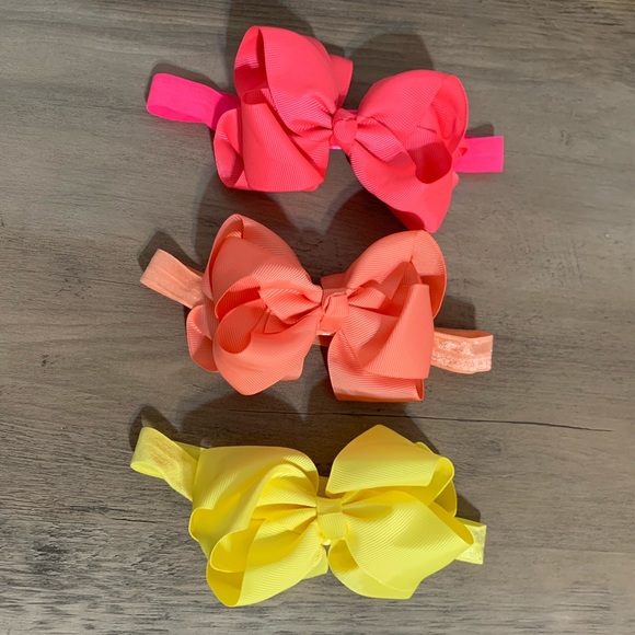 Ribbon Hair bow Elastic Headband set of 6, new - Picture 2 of 8